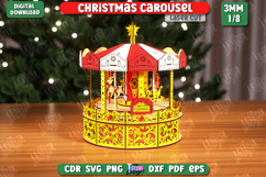 3D Christmas Carousel Laser Cut Design, Christmas Decoration Product Image 1