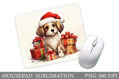 Christmas Dog Mouse Pad. Cute Dog Mouse Pad Sublimation Product Image 1