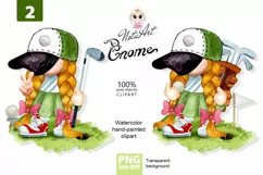 Gnome girl playing golf, gnome girl golfing, Gnome PNG Game, Product Image 1