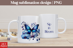 Orchid Blue Butterfly Mug sublimation Spring mug wrap Product Image 1