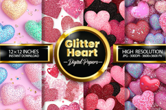 Glitter Heart Digital Papers - 04 Variations Product Image 1