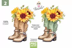 Cowboy boots with sunflowers, Watercolor Cowboy Boots, Boots Product Image 1