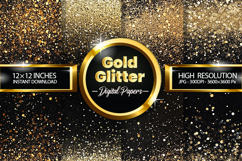 Gold Glitter Digital Papers - 04 Variations Product Image 1