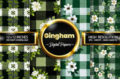 Gingham Flower Digital Papers - 04 Variations Product Image 1
