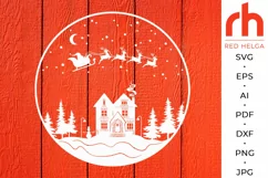 Christmas House SVG, Xmas Sign Cut File, Winter Scene DXF Product Image 2
