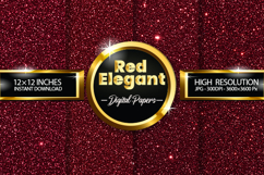 Elegant Red Glitter Digital Papers - 04 Variations Product Image 1