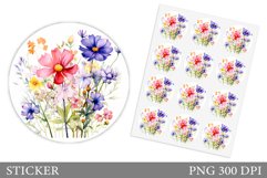Wildflowers Sticker Design. Flowers Sticker Template Product Image 1