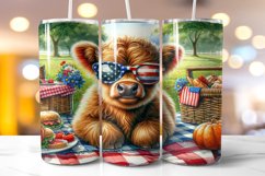 Patriotic Highland Cow Tumbler Wrap 20 oz |4th Of July Product Image 1