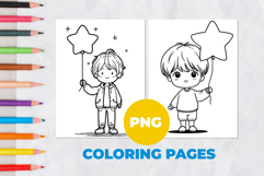 Cute boy with a star Coloring Pages | Coloring book Product Image 1