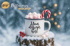Christmas Mug Mockup Enamel Cup | Holiday Hot Cocoa Mockup Product Image 1