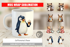 Caffeinated Grumpy Animal Mug Wrap Product Image 1