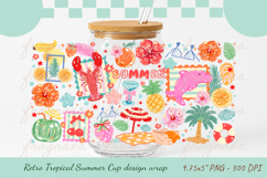 Tropical Summer glass can wrap, Beach 16oz Libbey Cup Wrap Product Image 1