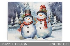 Snowman Puzzle Sublimation. Christmas Puzzle Template Product Image 1