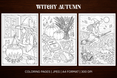 Witchy Autumn Coloring Pages | Halloween colouring pages Product Image 1