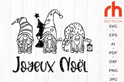 Joyeux Noël SVG, Xmas Gnomes Cut File, French Christmas DXF Product Image 3