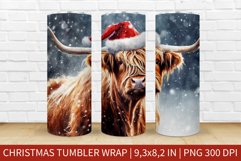 Christmas Highland Cow | Christmas Tumbler Sublimation Product Image 1