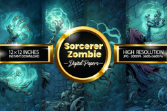 Sorcerer Zombie Digital Papers - 04 Variations Product Image 1