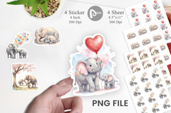 Mom And Baby Elephant Love Art Sticker Product Image 1
