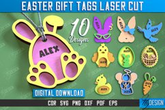 Easter Gift Tags Laser Cut Bundle, Easter Basket Tags SVG Product Image 1
