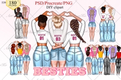 Best friends clipart, Soul sisters clipart, Besties clipart Product Image 1