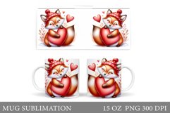 Valentines Fox Mug Sublimation. Valentines Mug Design Product Image 1