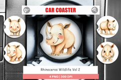 Car Coaster Rhinoceros Wildlife Product Image 1