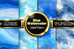 Blue Watercolor Digital Papers - 04 Variations Product Image 1