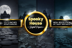 Spooky House Digital Papers - 04 Variations Product Image 1