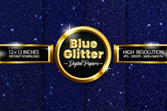 Blue Glitter Digital Papers - 04 Variations Product Image 1