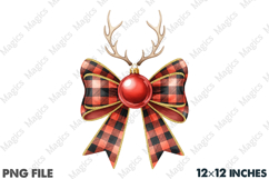 Red Glitter Antler Bow Christmas Clipart Product Image 1