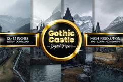 Gothic Castle Digital Papers - 04 Variations Product Image 1