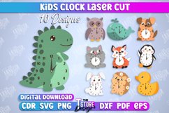 Kids Clock Laser Cut Bindle, Kids Room Wall Decoration SVG Product Image 1