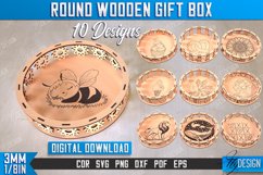 Round Wooden Gift Box Laser Cut Bundle, Decorative Storage Product Image 1