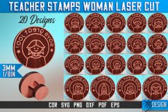 Teacher Stamps Woman Laser Cut SVG | Customizable Teacher Product Image 1
