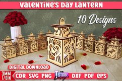 Valentine&#039;s Day Lantern Laser Cut Bundle | Tealight Stand Product Image 1
