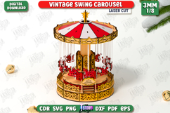 3D Amusement Park Laser Cut Bundle|Mini Vintage Carousel|CNC Product Image 6