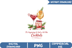 Christmas Cocktails Sublimation, Christmas Png Product Image 1