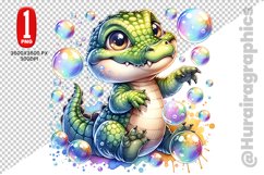 Cute Crocodile Clipart - PNG File Product Image 1