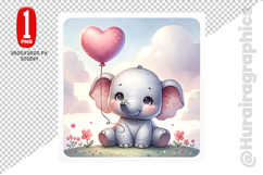 Cute Elephant Clipart - PNG File Product Image 2