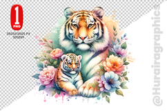 Cute Tiger Clipart - PNG File Product Image 1