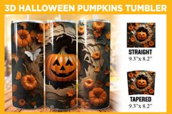 3D Pumpkin Halloween Tumbler, 3D Skinny spooky Tumbler PNG Product Image 1