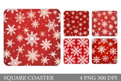 Snowflakes Coaster Sublimation. Snowflakes Square Coaster Product Image 1