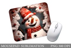 Snowman Mouse Pad Design. Christmas Mouse Pad Sublimation Product Image 1