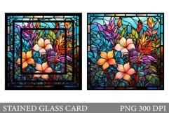 Tropical Flowers Stained Glass Card. Flowers Card Design Product Image 1