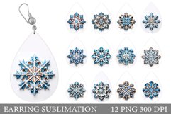 3D Snowflakes Teardrop Earring Sublimation Product Image 1