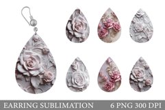 Rose Plaster Earring Sublimation. 3D Rose Teardrop Earring Product Image 1