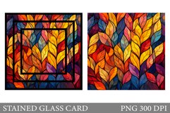 Fall Leaves Stained Glass Card. Stained Glass Leaves Card Product Image 1