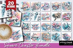 Sea Animals Coaster Sublimation, Beach Square Coaster Bundle Product Image 1