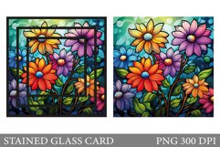 Rainbow Daisy Stained Glass Card. Stained Glass Flower Card Product Image 1