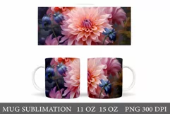 3D Flowers Mug Wrap. 3D Garden Flowers Mug Sublimation Product Image 1